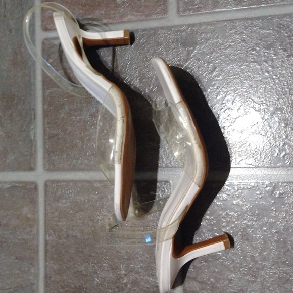 Zara White clear PVC sling back sandal heel size 35 - Picture 6 of 11